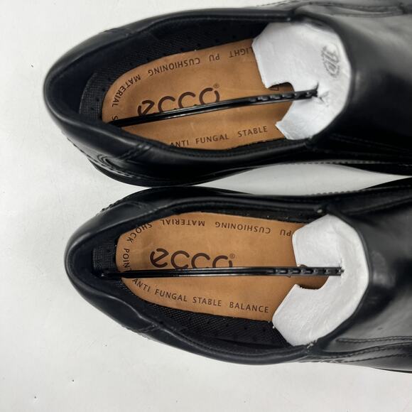 New Ecco Mens Slip On Loafer Dress Shoe Sz13 HELSINKI Black Leather Square Toe